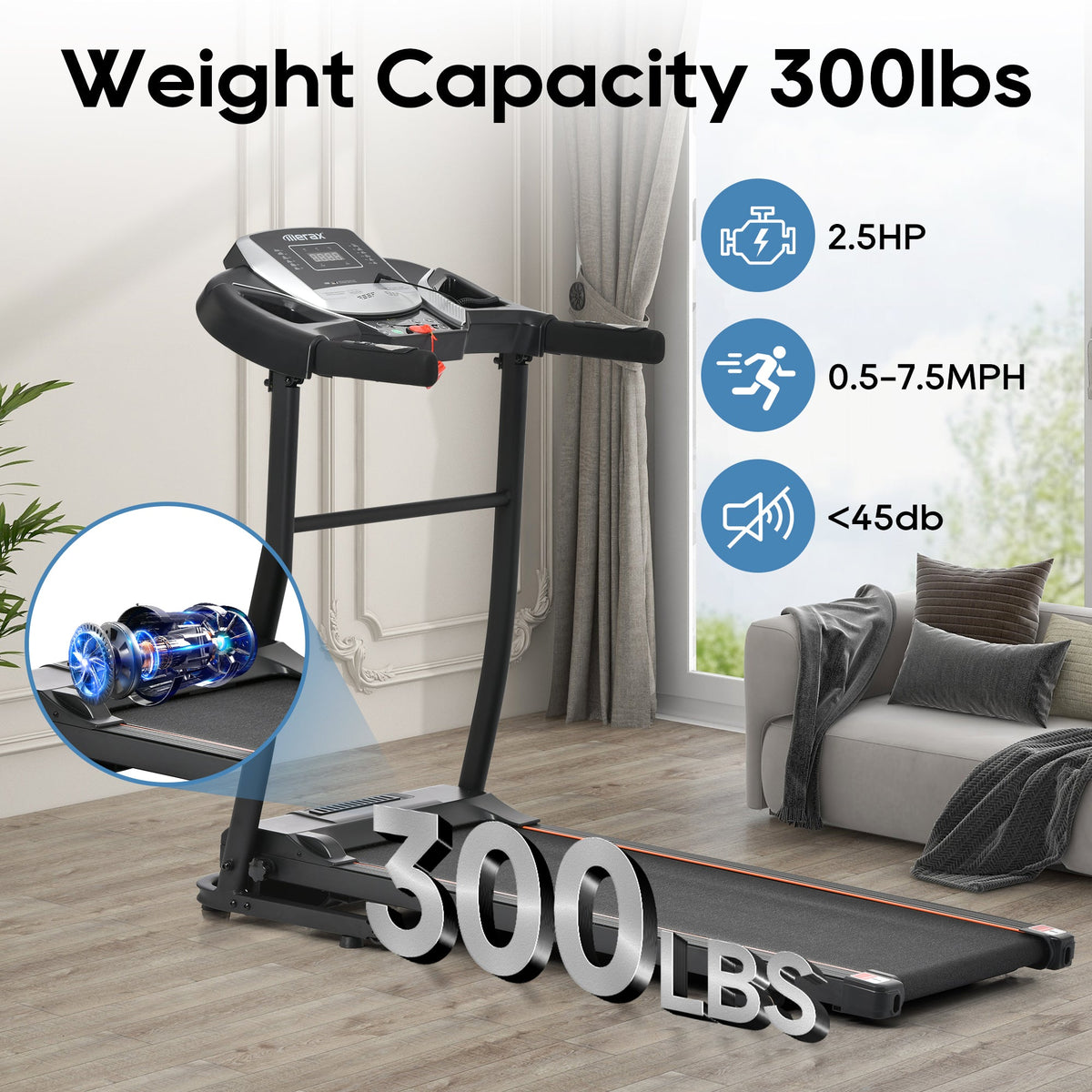 Folding Treadmill with Pulse Sensor and Programs