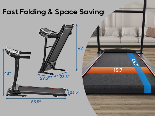 Folding Treadmill with Pulse Sensor and Programs