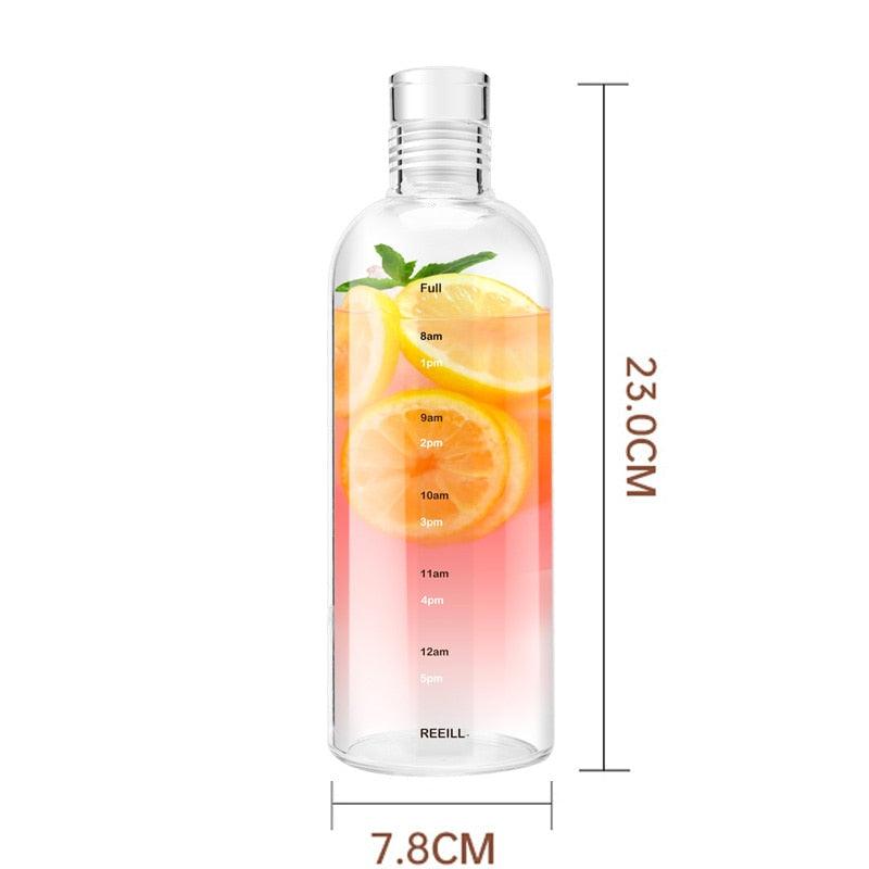 750ml Glass Water Bottle with Time Marker