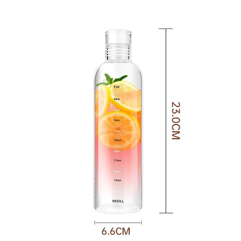 750ml Glass Water Bottle with Time Marker