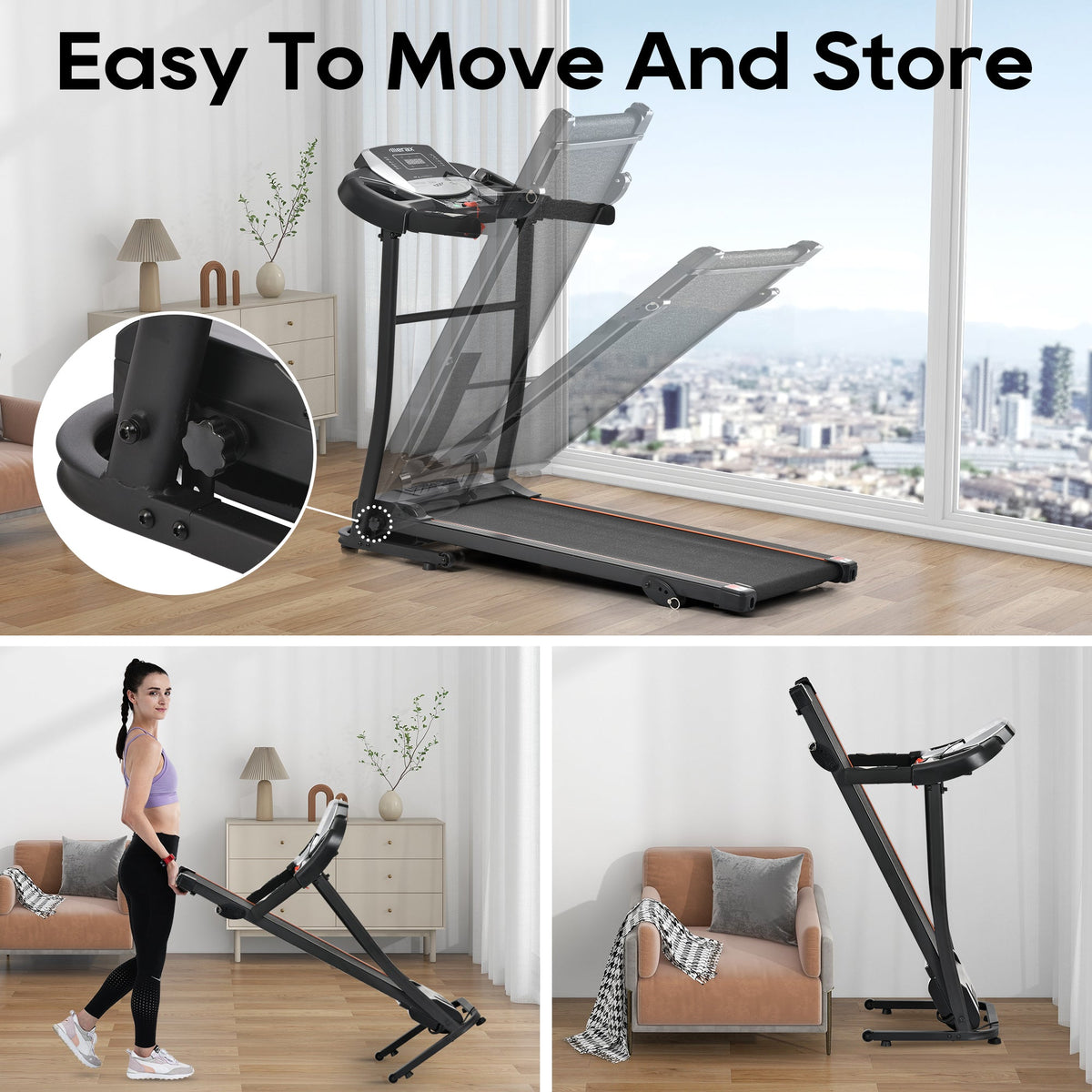 Folding Treadmill with Pulse Sensor and Programs