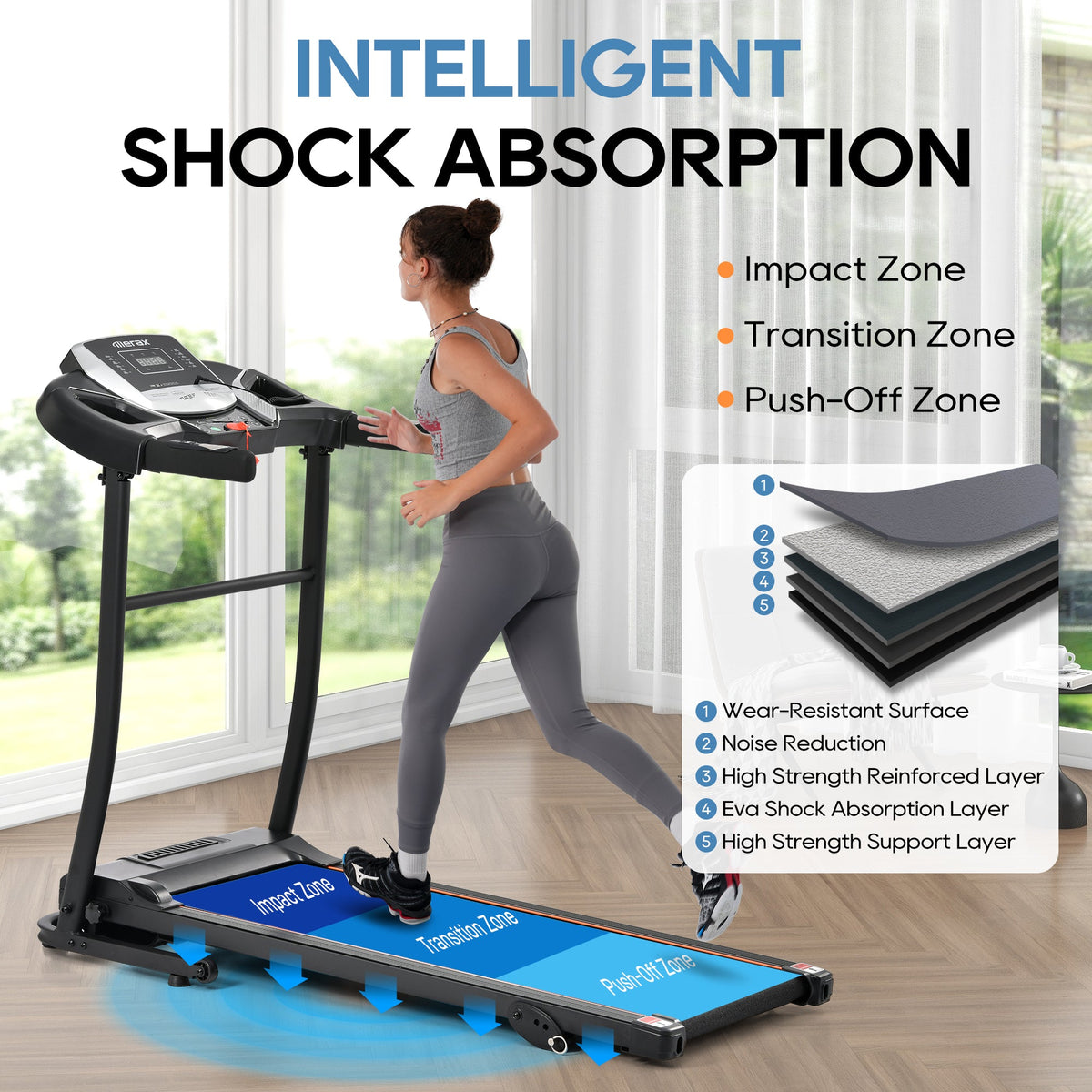 Folding Treadmill with Pulse Sensor and Programs