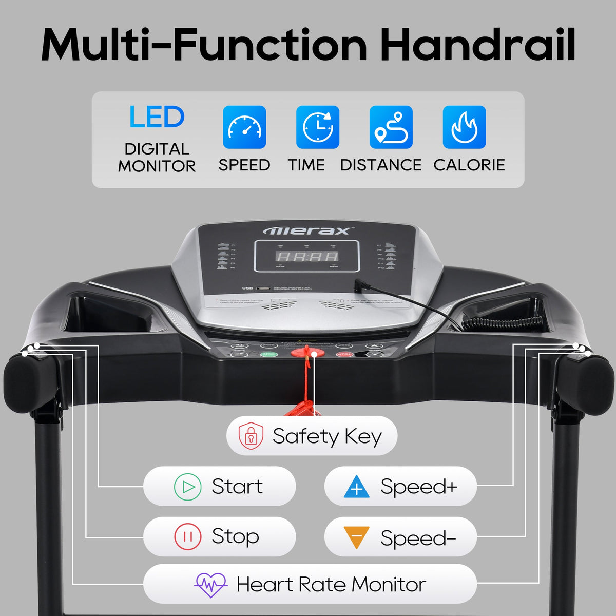 Folding Treadmill with Pulse Sensor and Programs
