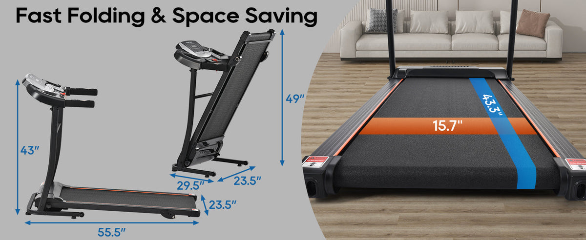 Folding Treadmill with Pulse Sensor and Programs
