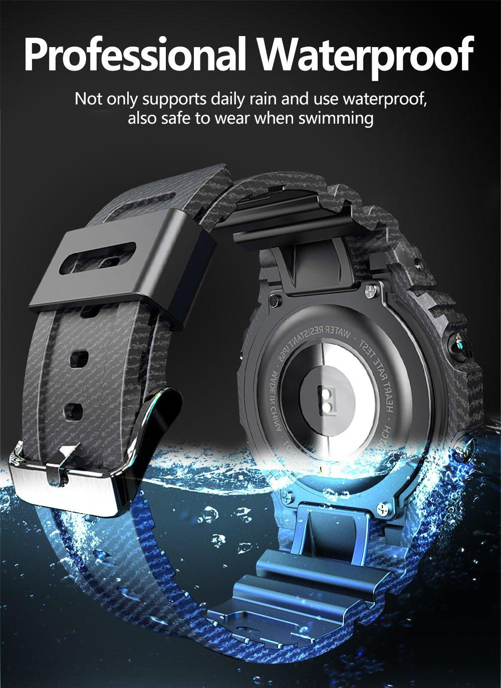Military Ocean Army Smart Watch For Menand Woman For  Fitness and Sport With Tracker Blood Pressure Message Push Heart Rate Monitor and Clock Smartwatc For Android