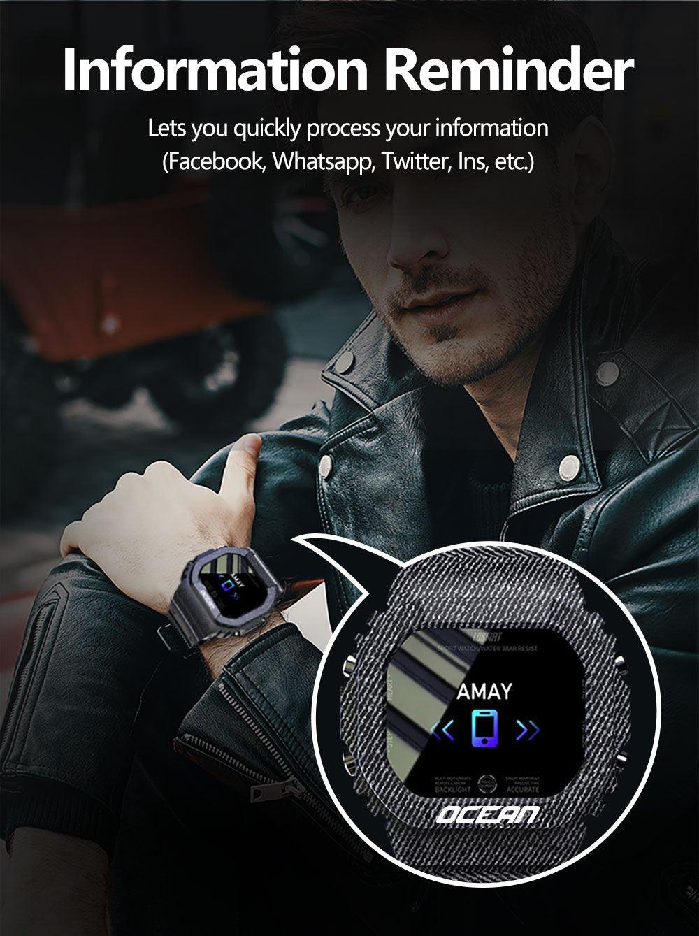 Military Ocean Army Smart Watch For Menand Woman For  Fitness and Sport With Tracker Blood Pressure Message Push Heart Rate Monitor and Clock Smartwatc For Android