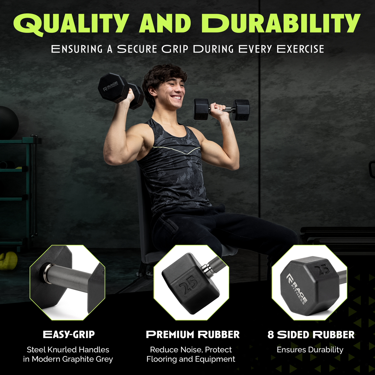 Octo Rubber Coated Individual Dumbbell