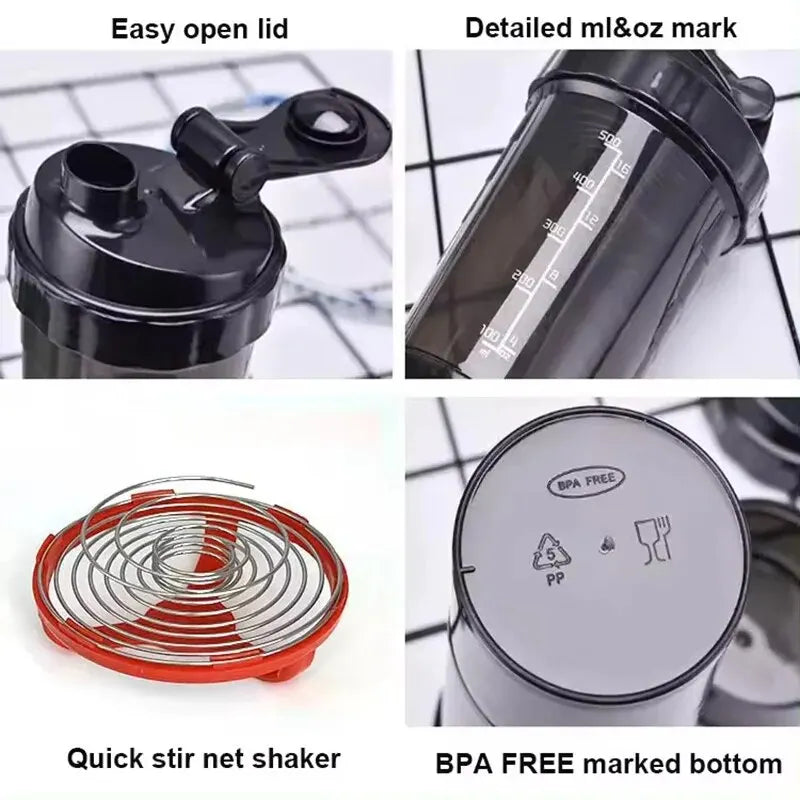 3-Layer Protein Shaker Bottle Fitness Cup