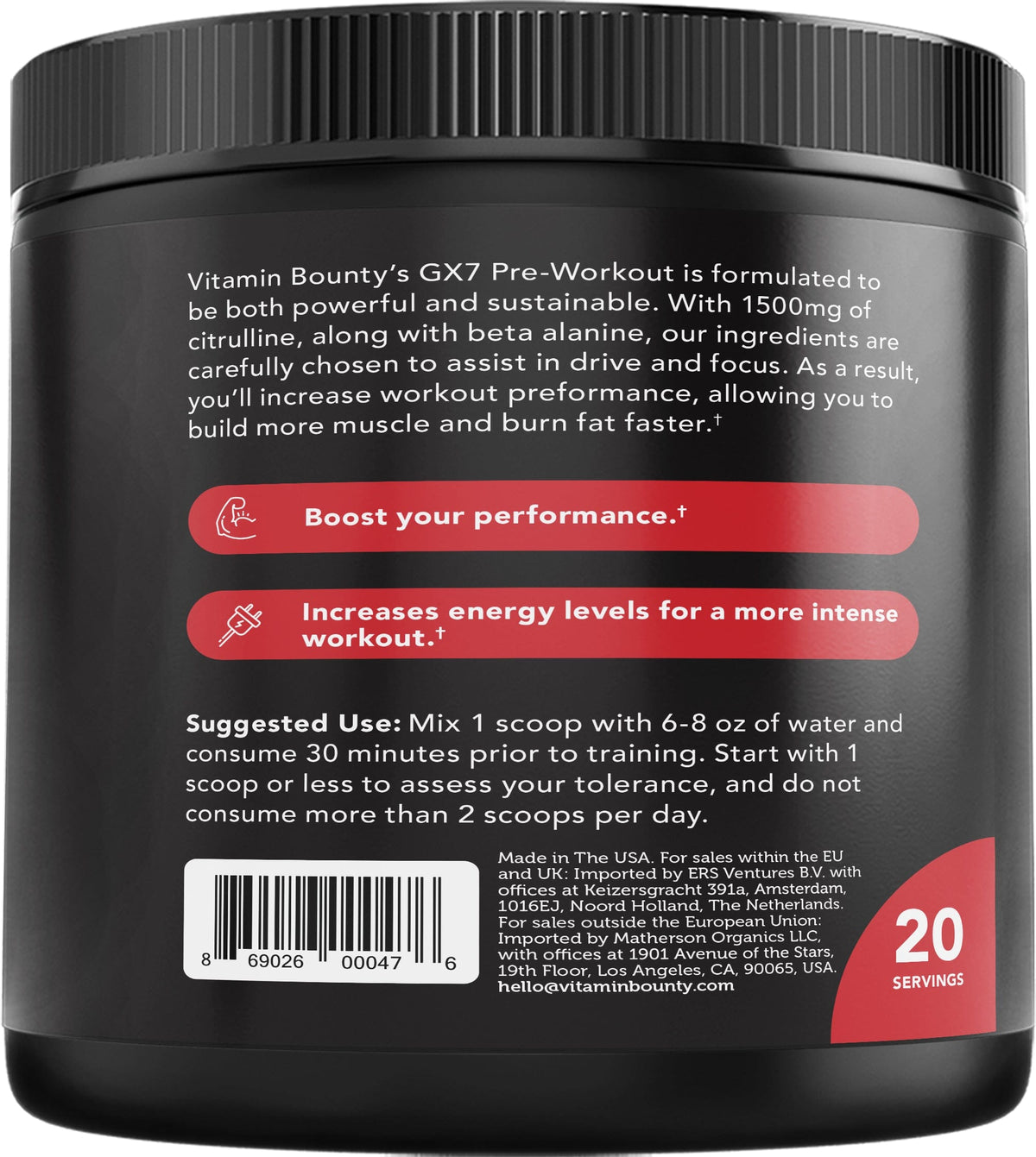 GX7 Watermelon Pre-Workout Supplement for Fitness