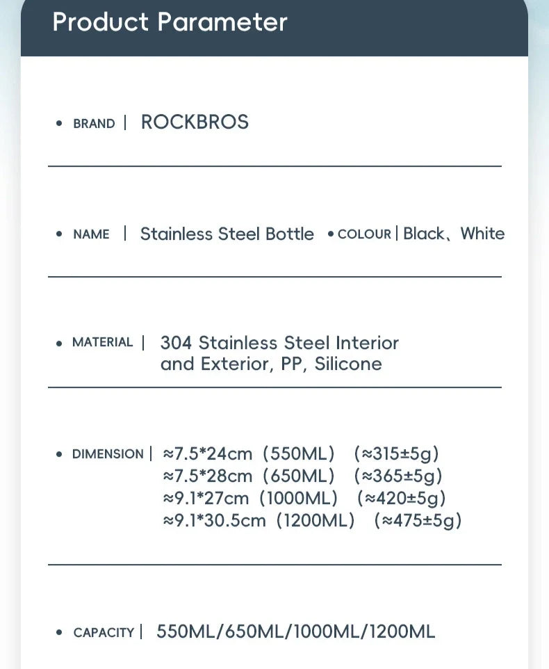 Large Capacity Stainless Steel Water Bottle